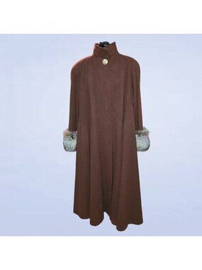 Vintage Holt Renfrew Cashmere and Wool Peacoat with Fur Accents -‎ Extra Large